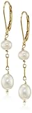 Gold-Plated Silver White Freshwater Cultured Pearl Earrings