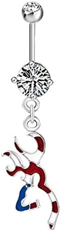 LuckyJewelry Deer Sexy Cute Belly Button Rings Dangle Sale 316L Surgical Steel Body Piercing