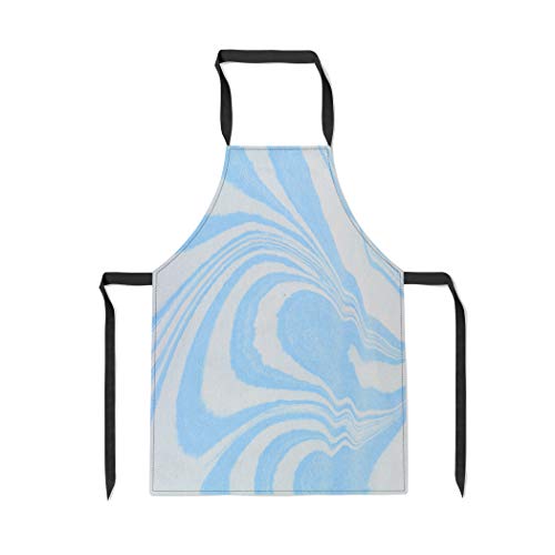 Pinbeam Apron Ink Marbling Ebru Creative Abstract Waves Writing Endpapers with Adjustable Neck for Cooking Baking Garden