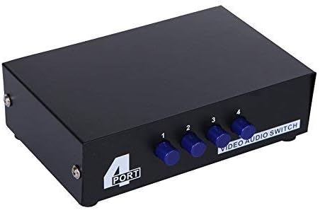 BLUEXIN 4 Port Audio Video Switch, 4 in 1 Out AV Switch Metal Housing RCA Switcher for TV Box DVD DVR PS3 and More