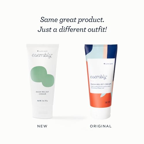 Esembly Rash Relief Cream, Organic and Cloth Friendly Zinc Oxide Barrier Cream, Soothes and Heals Diaper Rash, Natural Aid for Baby Bottom Discomfort, 3oz