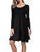 AUSELILY Women's Solid Plain Long Sleeve Pockets Casual Swing T-Shirt Dresses (L,Black)