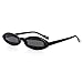 ROYAL GIRL Bold Small Vintage Sunglasses For Women Mens Fashion Designer Oval Acetate Frame Shades (Glossy Black-Gary, 50)