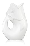 White Matte Gurgle Pot | Large Water Pitcher or Flower Vase | White Serving Ware for Parties | Indoor & Outdoor Serveware | Centerpiece for Dining Room & Coffee Tables | Wedding & Housewarming Gift
