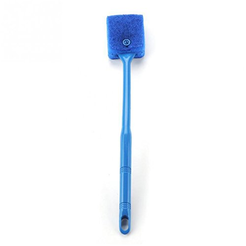 Petacc Double-sided Fish Tank Cleaner Sponge Cleaning Brush Portable Scraper Practical Scrubber with Non-slip Handle, Suitable for Cleaning Fish Tank (Blue)
