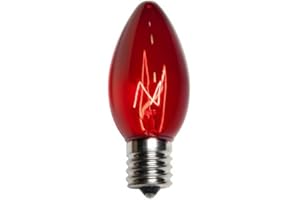 25 Pack C9 Christmas Replacement Light Bulbs for Indoor and Outdoor String Lights 7 Watt E17 C9 Intermediate Base by The Holiday Light Depot Pack (Red)