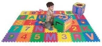 ABC and 123 Multi-color Foam Floor Mat Set, 36 Waterproof Tiles Set