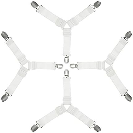 OUTOWIN 4 pcs Triangle Model Sheet Fasteners Adjustable Long Gripper Strong Elastic Clips Non Slip Mattress Suspenders Bed Corner Holder Bed Sheet Fixing Buckle