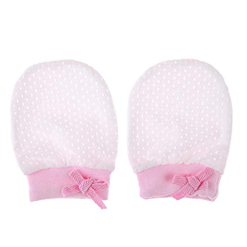 Ehdching Pack of 3 Baby Mesh Gloves Cotton No Scratch Mittens for Unisex 0-12 Months Newborn Infan (Mesh white, 0-3 Months)