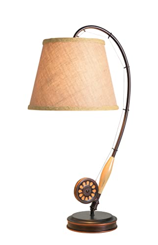 Kenroy Home 32193ORB Fly Rod Table Lamp with Oil Rubbed Bronze w/Wood Accent Fi…