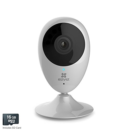 EZVIZ Mini O 720p HD Wi-Fi Home Video Monitoring Security Camera, Works with Alexa - 16GB Micro SD Card Included