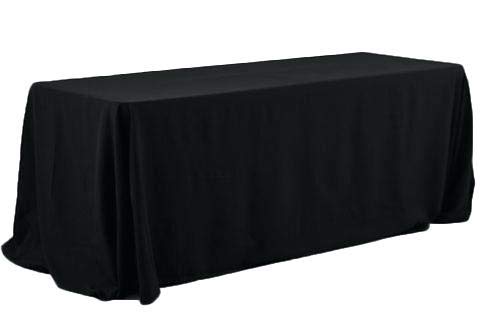 Sterling Mill Polyester Rectangle Tablecloth – Christmas Elegant Table Cover for Weddings, Dinner, Parties, Birthday, Banquets and Events - White & Black (Plain Black, 70" x 108" Rectangle)