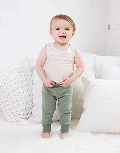 Colored Organics Baby Unisex Organic Cotton Infant Cruz Jogger Pants - Thyme Green - Newborn 0-3M - Thumbnail 2