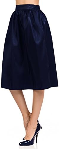 bluensquare Gathered Midi Skirts With Two Side Pockets (x-Large, Navy)