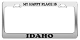 MY HAPPY PLACE IS IDAHO License Plate Frame Tag Holder Car Truck Accessory Gift