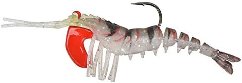 Molure Simulation Luminous Simulation Shrimp Lure Soft Bait for squid power prawn bait 6 Colors Available 75mm (Black and Grey Red Stripe)