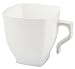 Kaya Collection - White Fancy Hard Plastic Coffee Cups - 8oz Square Tea Mugs with Handle - Disposable (16 Cups)