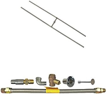 Spotix HPC Match Lit Fire Pit Burner Kit, Rectangle H-Burner, 18x6-Inch Burner, Propane, Polished Chrome