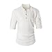 Keybur Beloved Mens Henley Neck Long Sleeve Popover Daily Look Linen Shirts