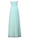 Kiss Dress Women's Bridesmaid Dresses Long Sweetheart Prom Gowns Chiffon Strapless(L,Mint)