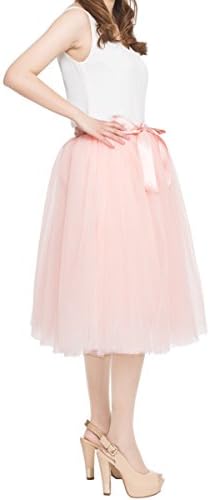Women's Summer Fairy Knee Length Tulle Skirt Pleated Wedding Bridesmaid Sister Tutu Costume