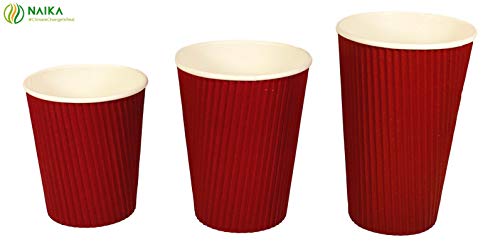 image for Naika Eco-friendly | Red Ripple Coffee Cups with Lids | Disposable Ins