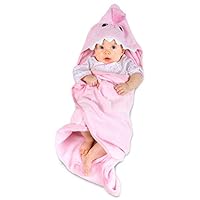 Hudz Kidz Hooded Baby Towel, Soft 100% Cotton, Perfect for Newborn Through Toddler (Pink)