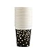 Black and Gold Party Supplies- Disposable Fancy Party Plates and Cups with Gold Foiled Confetti Polka Dots- 9