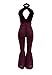 Women Backless Lace Up Halter Jumpsuit Sexy Sleeveless Fit and Flare Pant Romper S