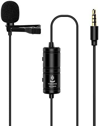 Professional Wired Lavalier Lapel Microphone No Battery 3.5mm 6M Omnidirectional Condenser Mic for iPhone Android Smartphone, Easy Clip-on Recording Mic for YouTube Interview Video Camera Camcorders