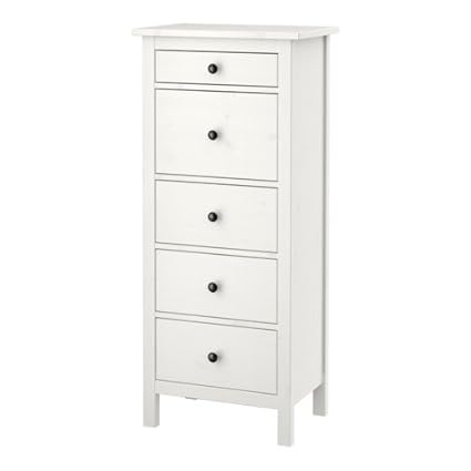 Ikea Hemnes Chest Drawers 5 Drawers White Stain 57x130 Cm