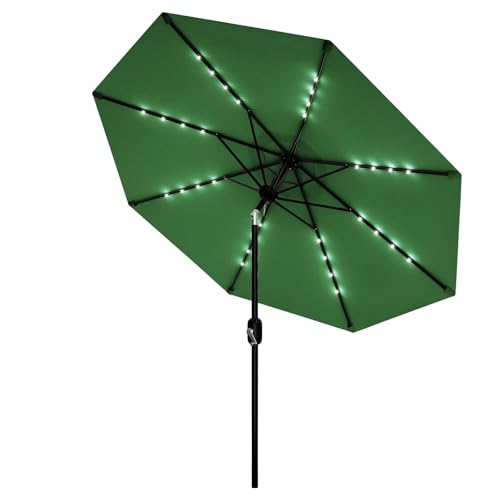 Patio Umbrella with Solar Lights, Outdoor Table Umbrella with 8 Durable Ribs, T…