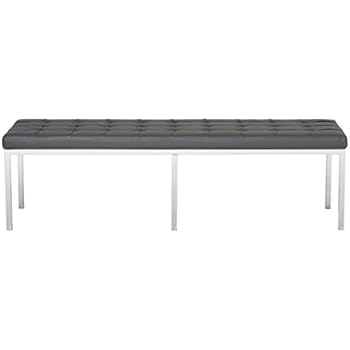Cortesi Home Panca Donato Contemporary In Velluto Nero Con Borchie – Stretta, Struttura Acciaio INOX Cromato, 97x27x45 Cm