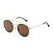 JIM HALO Small Polarized Round Sunglasses for Men, Women Vintage Double Bridge Frame (Gold Frame/Polarized Brown Lens)