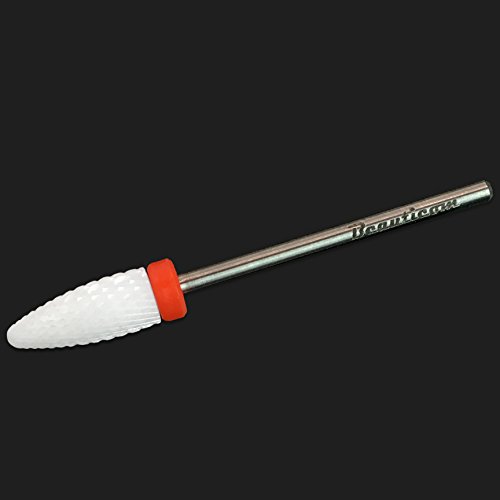 Beauticom Professional USA Ceramic White Flame Cone Shaped Bit Nail Drill (Grit: FINE) 3/32" Shank Size