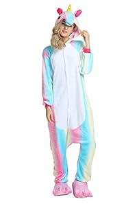 Adult Unicorn Onesie Kigurumi Animal Costume (M(160-168CM), New Rainbow)