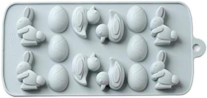 JKABCD Easter 14 Holes Duck Rabbit Egg 3D Shape Silicone Cake Mold for Baking DIY Jelly Muffin Mousse Ice-creams Chocolate Tool