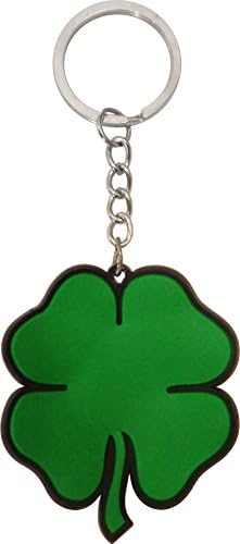 Square Deal Recordings & SuppliesFour Leaf Clover - Irish Lucky Shamrock - Rubber Keychain / Keyring