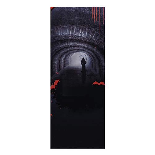Bravetoshop Halloween Creative Funny Door Sticker Waterproof 3D Door Mural Pumpkin Castle Sticker Self Adhesive Sticker for Home Decor - Thumbnail 4