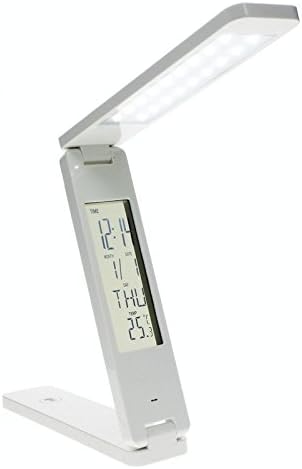 LED Light Desk Lamp Foldable Super Brightness 6000LUX Eye Caring Reading Light with USB Alarm Clock Calendar Temperature Display