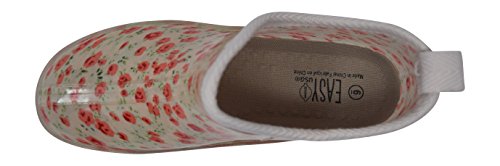 Womens Ankle High Natural Rubber Rainboot & Gardenboot With Comfortable Insole (10, White Floral) - Thumbnail 4