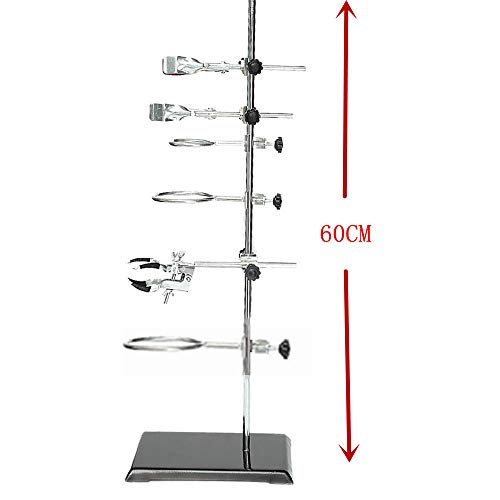 Laboratory Support Stand-50cm Include lab Stand,Test Tube Clamps, Fixing Clip, Support Rings, Apparatus for Laboratory Chemical Reactions Such as Distillation Apparatus