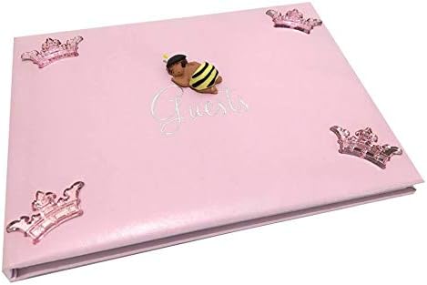 Baby Shower Ethnic Bumble Bee Girl Sign Guest Book Crown Design Birthday Keepsake Gift