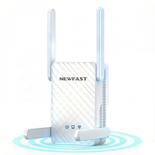 NEWFAST 3000Mbps Powerful WiFi Repeater for Home, WiFi6 WiFi Extender Dual Band 2.4G/5GHz with 4*5dBi Antennas, Gigabit Ethernet Port, WPS Function, Supports Repeater/Router/AP Mode