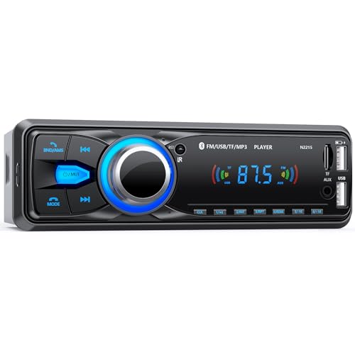 Autoradio Bluetooth, Wistrue Poste Radio Voiture Bluetooth avec Main Libre, FM 1 DIN Autoradio avec Port de Charge USB (2.1A), Lecteur MP3 et 2 USB/AUX/SD, Supporte WMA/WAV