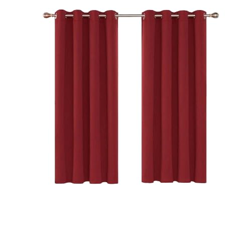 Ev Dekor® EVCRTN01 Thermal Blackout Curtains for Bedroom, Offices, Hotels Windows 46"(116cm) Wide X 90"(228cm) Long, Red - 2 Panels with Tie Backs