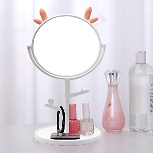 Makeup Mirror Vanity Mirror Tabletop Mirror 360 Swivei Small Detachable Portable Travel Personal Handheld 1X 3X Magnification Mirror Shower Room Badroom Shaving Mirror with Makeup Organizer , White