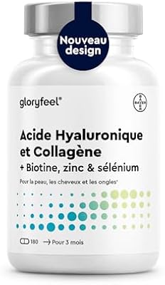 Collagene Type 1 & 3 avec Acide Hyaluronique, 180 Gélules, Enrichi en Vitamines A & C, Biotine, Zinc & Sélénium, 1000mg de Collagène Hydrolysé, Anti-âge et pour les Articulations, Testé en Laboratoire