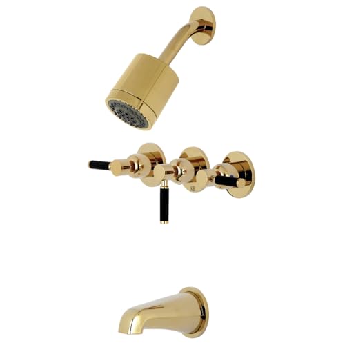 Kingston Brass KBX8132DKL Kaiser Triple-Handle Tub and Shower Faucet in Polishe…