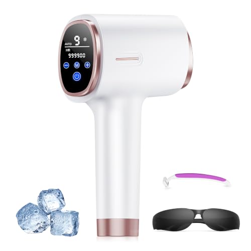 21J Epilator Light Button with Cooling Function, 9 Light Levels Button, Laser Epilator for Women and Men, Armpits, Arms, Back, Bikini Zone